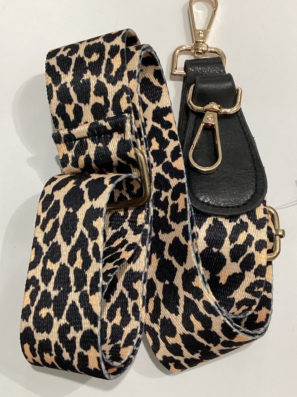 Purse Leopard Print Adjustable Bag Strap with Gold Hardware